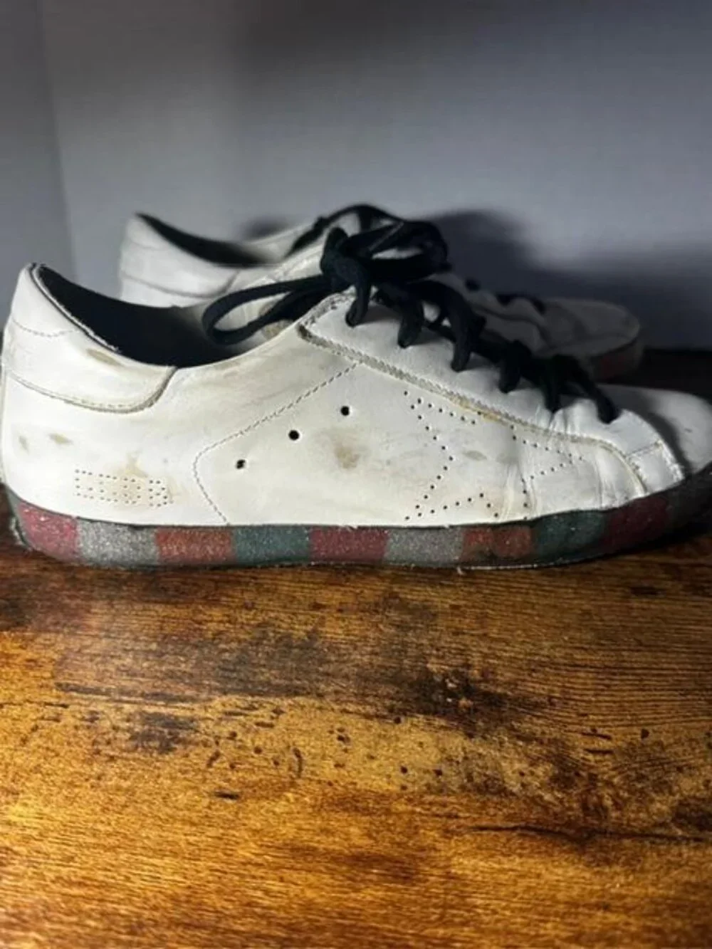 *Golden Goose SuperStar Glitter Sole Distressed/Lived In Leather 39 Italy